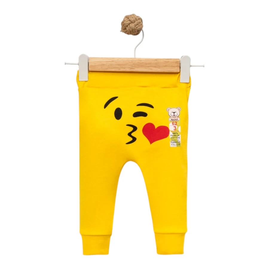 ÖPÜCÜK EMOJİ BASKILI MANŞETLİ TEK ALT 3 Ay,6 Ay,9 Ay,12 Ay Uni