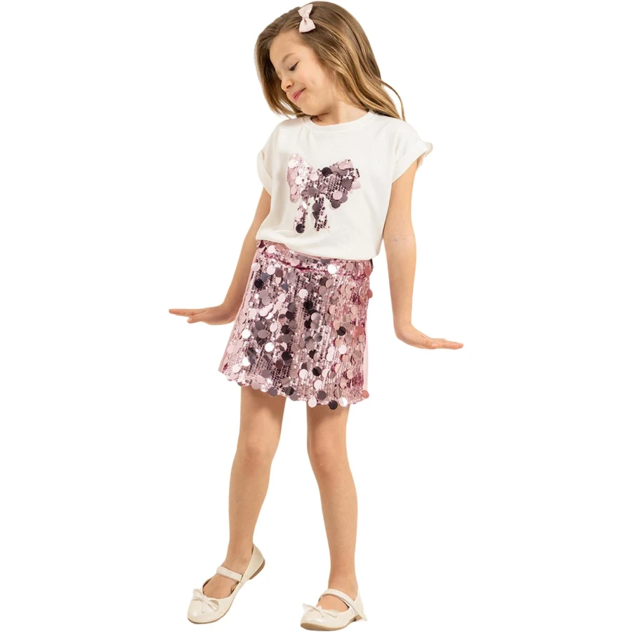 OYSHO ÜSTLÜ PULLU ŞORT ETEKLİ KIZ TAKIM 6Y,8Y,10Y,12Y Kız