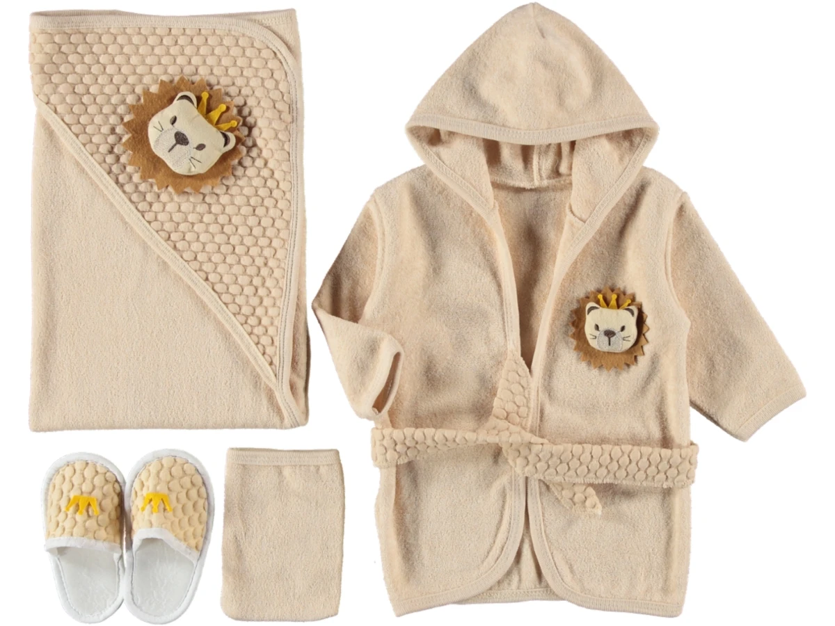 Organik Bebek Bornoz Lüx Set  Uni 1/36 AY