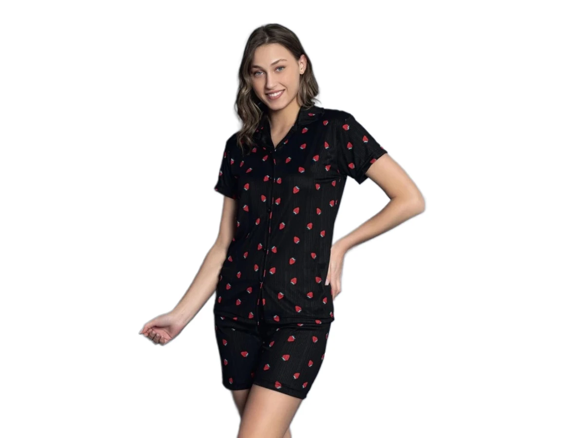 PEGASUS GÖMLEK YAKA ŞORTLU BAYAN PİJAMA TAKIM M/2XL