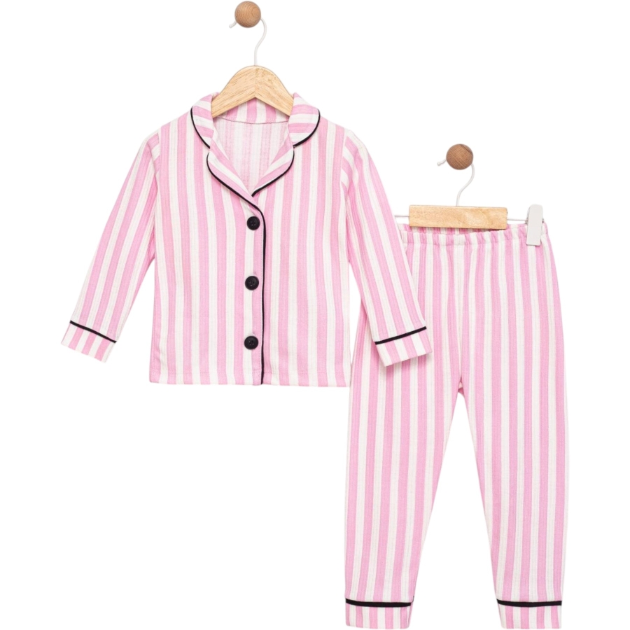 PEMBE ÇİZGİLİ KIZ PİJAMA TAKIM 1/3 YAŞ