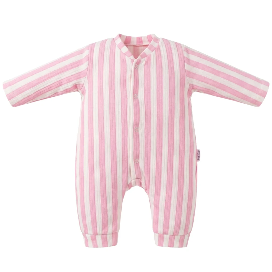 PEMBE ÇİZGİLİ 3'LÜ KIZ TULUM 3/9 AY