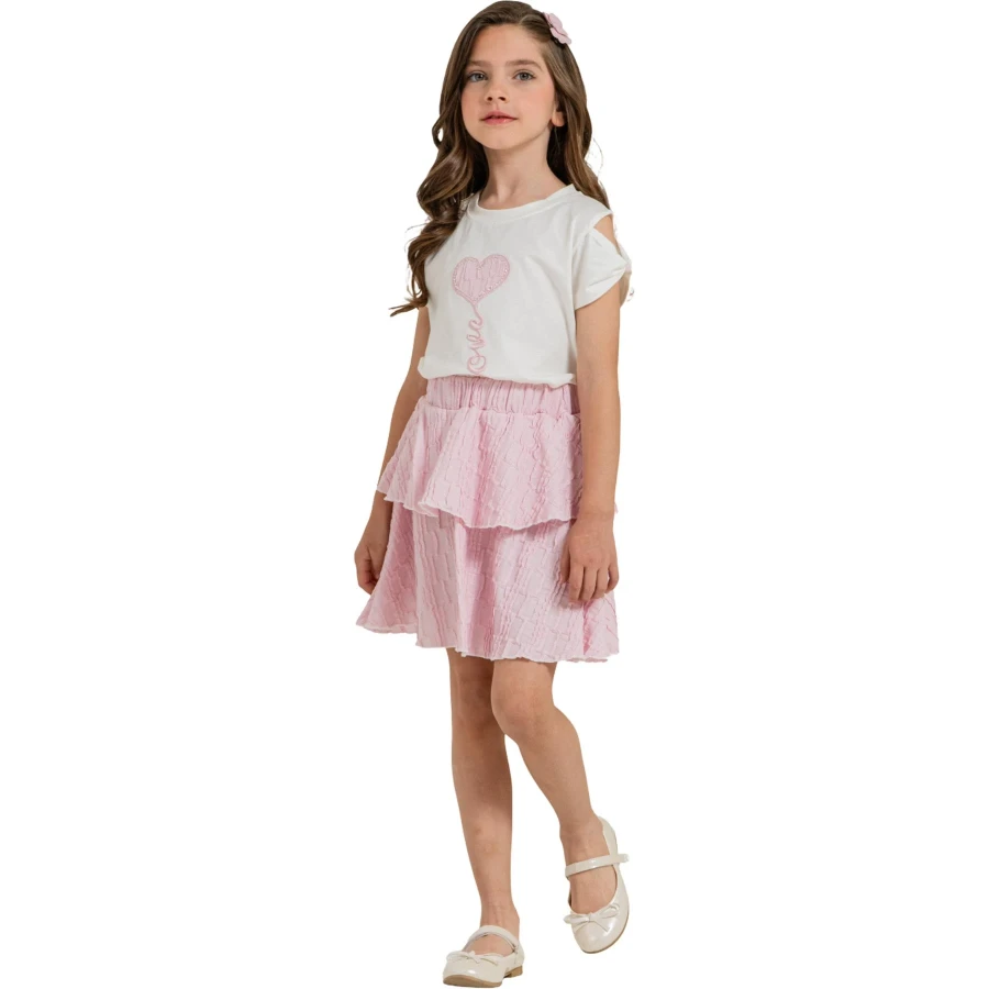 RAŞEL İNCİ LOVE  KALP ETEK TAKIM 6Y,7Y,8Y,9Y,10Y Kız