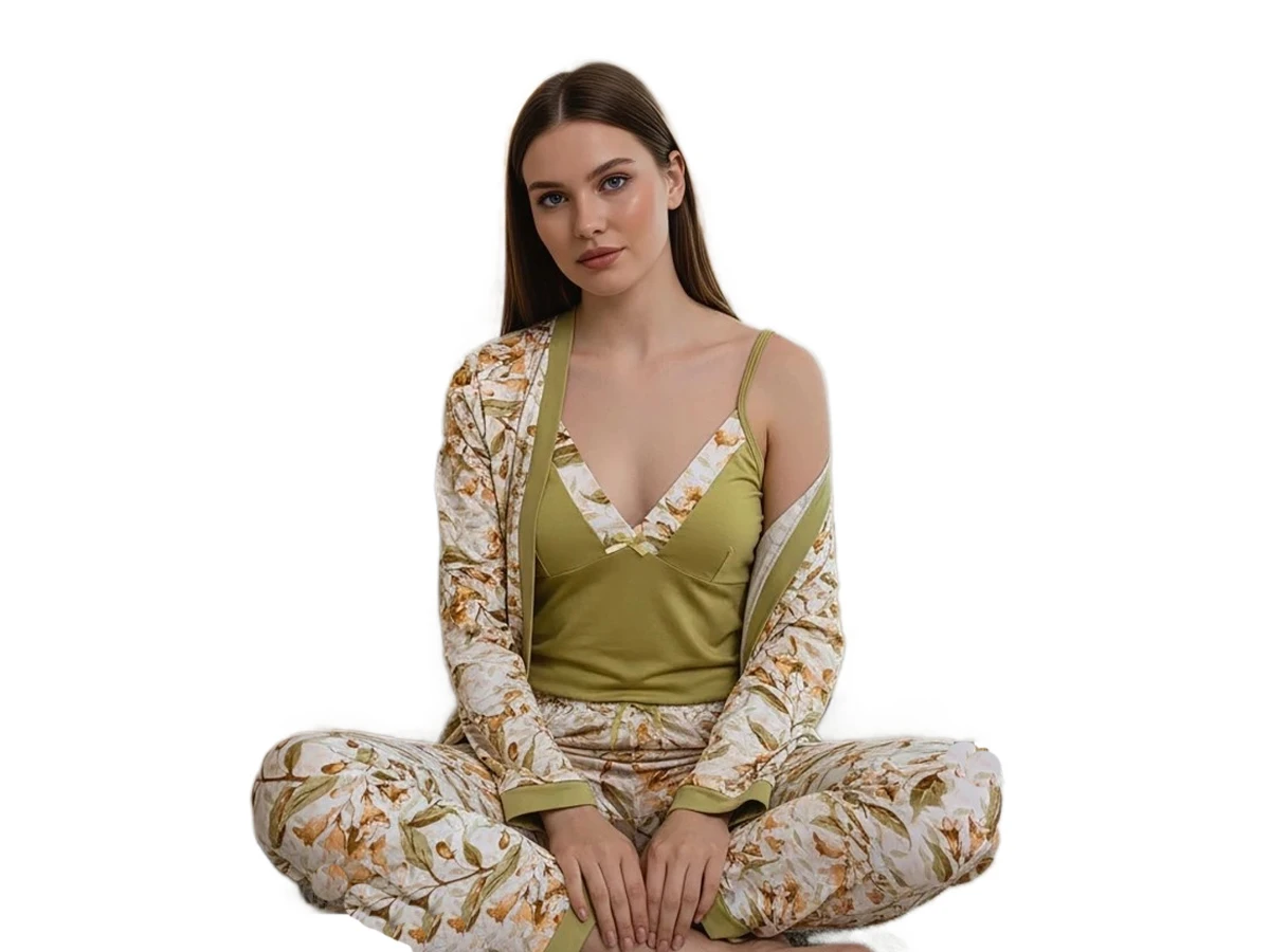 RİNG VİSKON SABAHLIKLI BAYAN PİJAMA TAKIM S/XXL