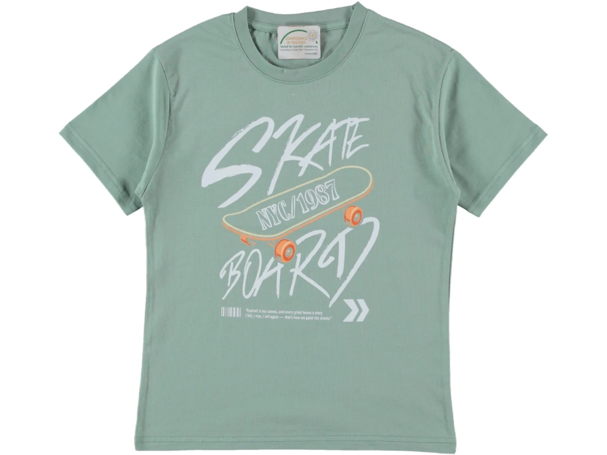SKATE BASKILI SÜPREM ERKEK TİŞÖRT 10/13 YAŞ