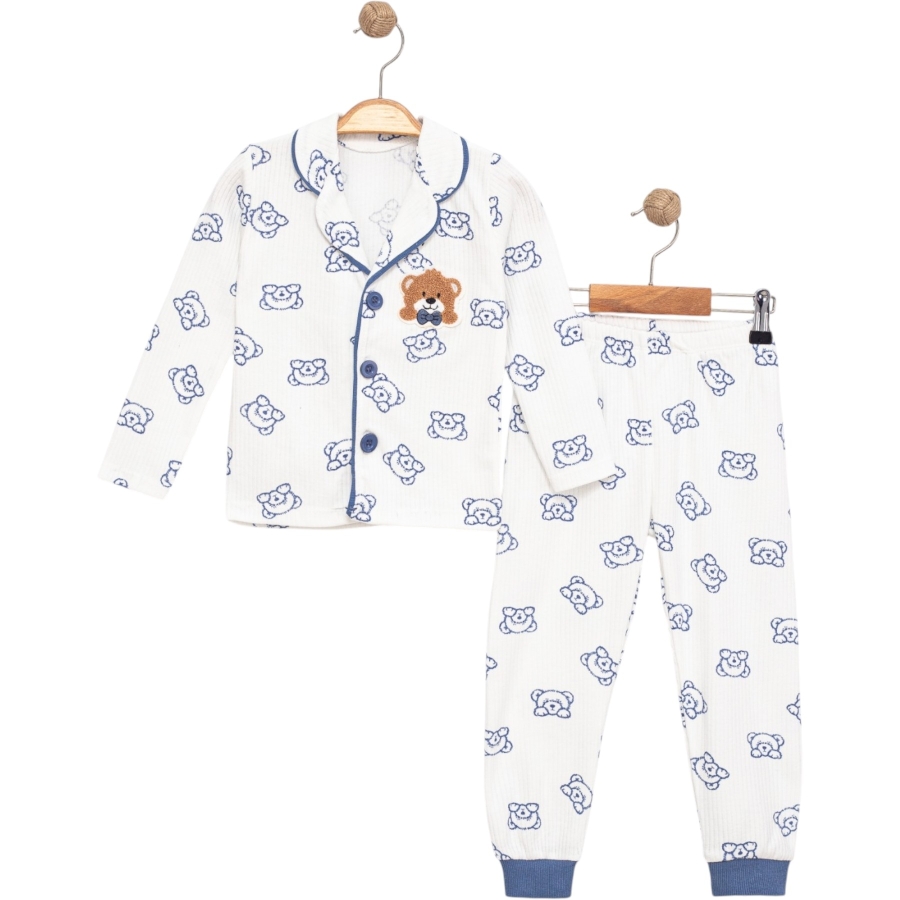 SÜZENELİ AYICIKLI YAKALI PIJAMA TAKIM 1/3 YAŞ