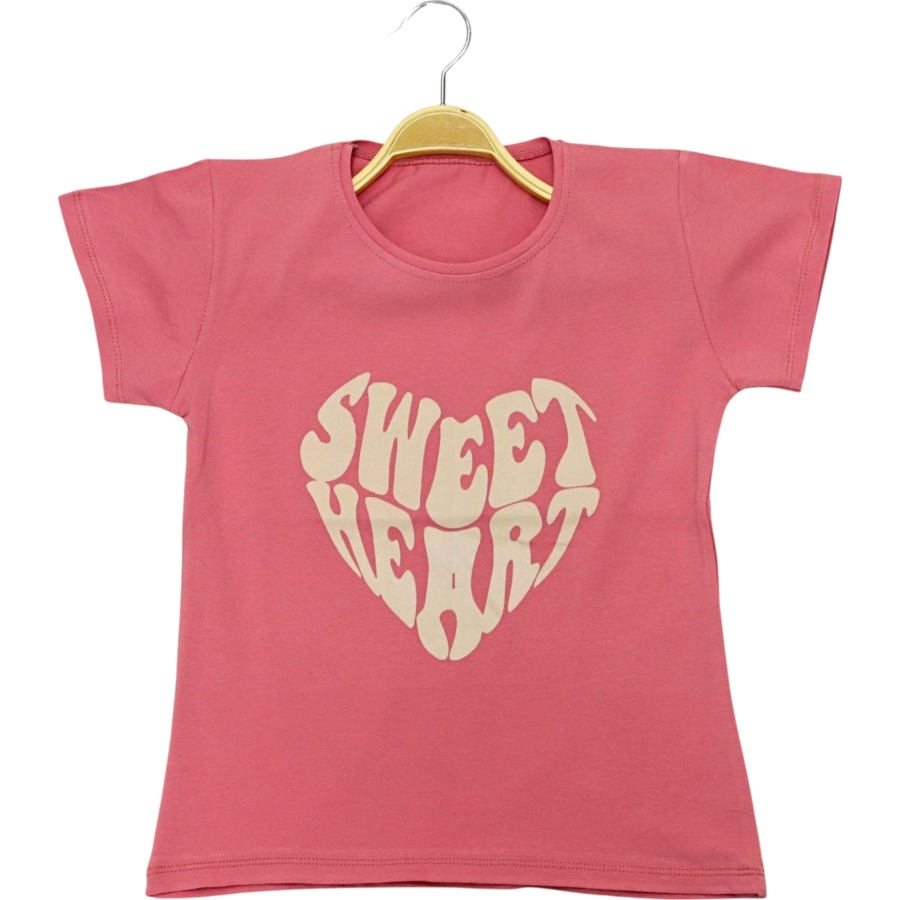 SWEAT HEART BASKILI KIZ TİŞÖRT 3/7 YAŞ