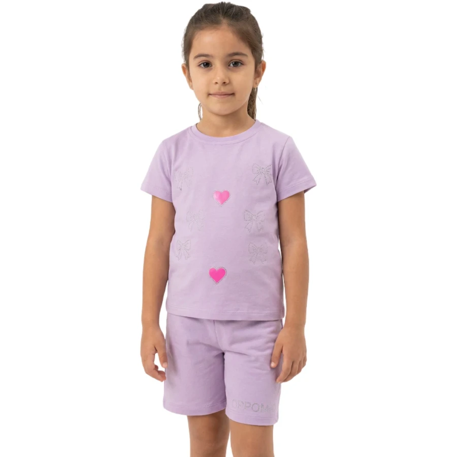 TAŞLI KALPLİ BASKILI KIZ ÇOCUK İKİLİ TAKIM 2Y,3Y,4Y,5Y,6Y Kız