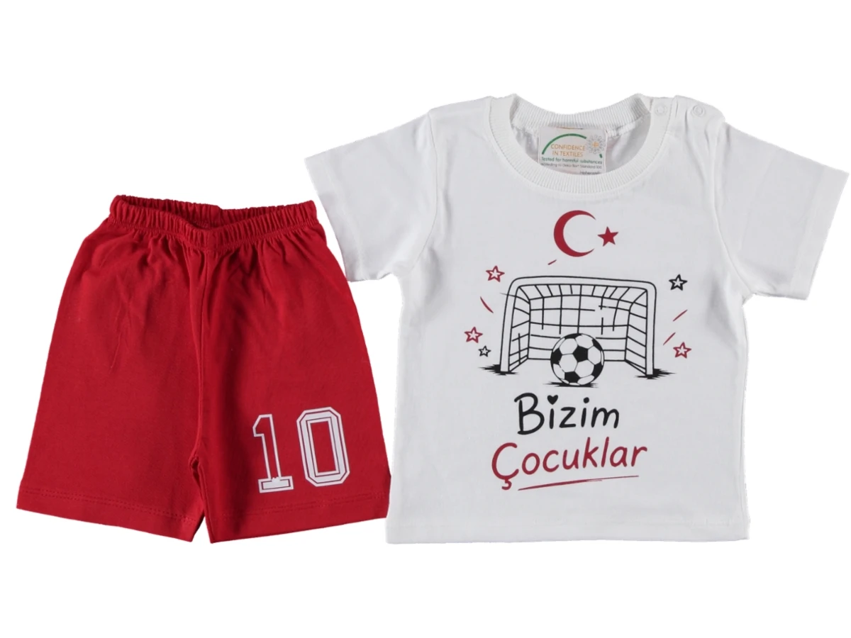 UNİSEX BİZİM ÇOCUKLAR KALE BASKILI  KISAKOL SÜPREM TAKIM 9/18 AY