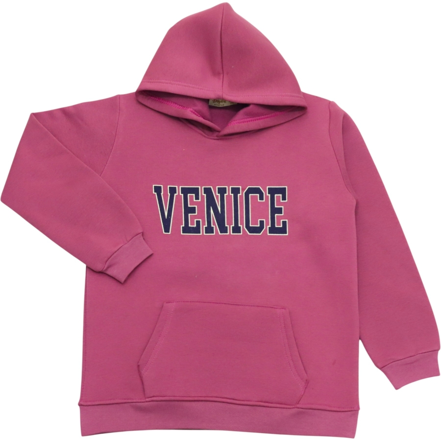 VENİCE BASKILI KAPÜŞONLU ÜÇ İP KIZ SWEAT 8/12 YAŞ