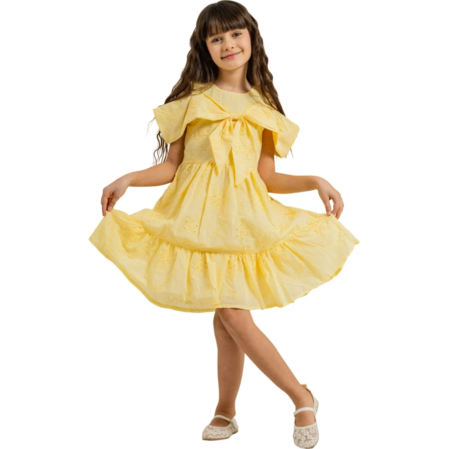 VUAL KETEN  FİYONK  ELBİSE 6Y,7Y,8Y,9Y,10Y Kız