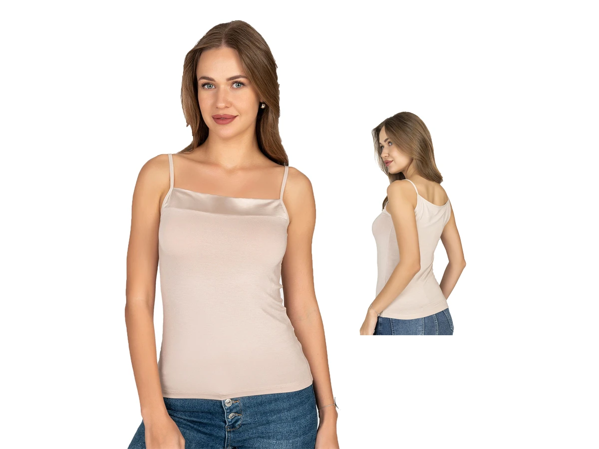 XL TAŞ LYC VİSKON DÜZ SATEN YAKA İP ASKILI BAYAN ATLET