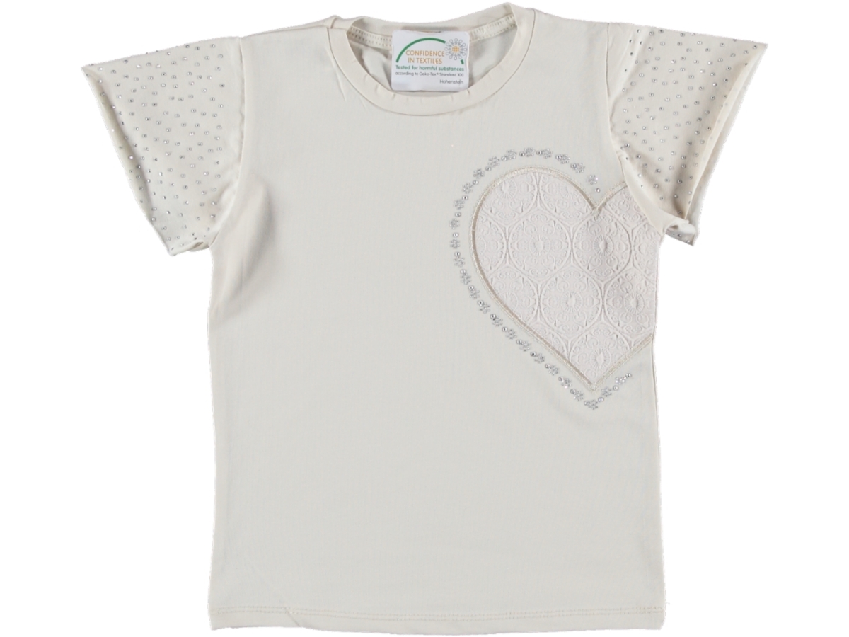 YARIM KALP KOL TAŞLI KIZ TSHIRT 5/8 YAŞ