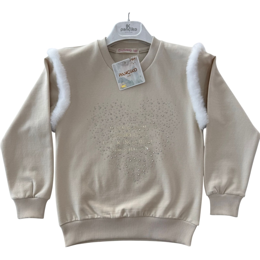 KALP TAŞ BASKILI İKİ İP KIZ SWEAT 5/8 YAŞ