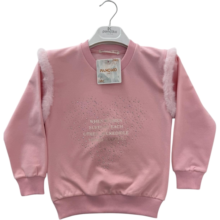 KALP TAŞ BASKILI İKİ İP KIZ SWEAT 9/12 YAŞ