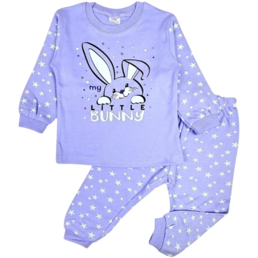 YILDIZ LITTLE BUNNY BASKILI KIZ PİJAMA TAKIM 1/3 YAŞ