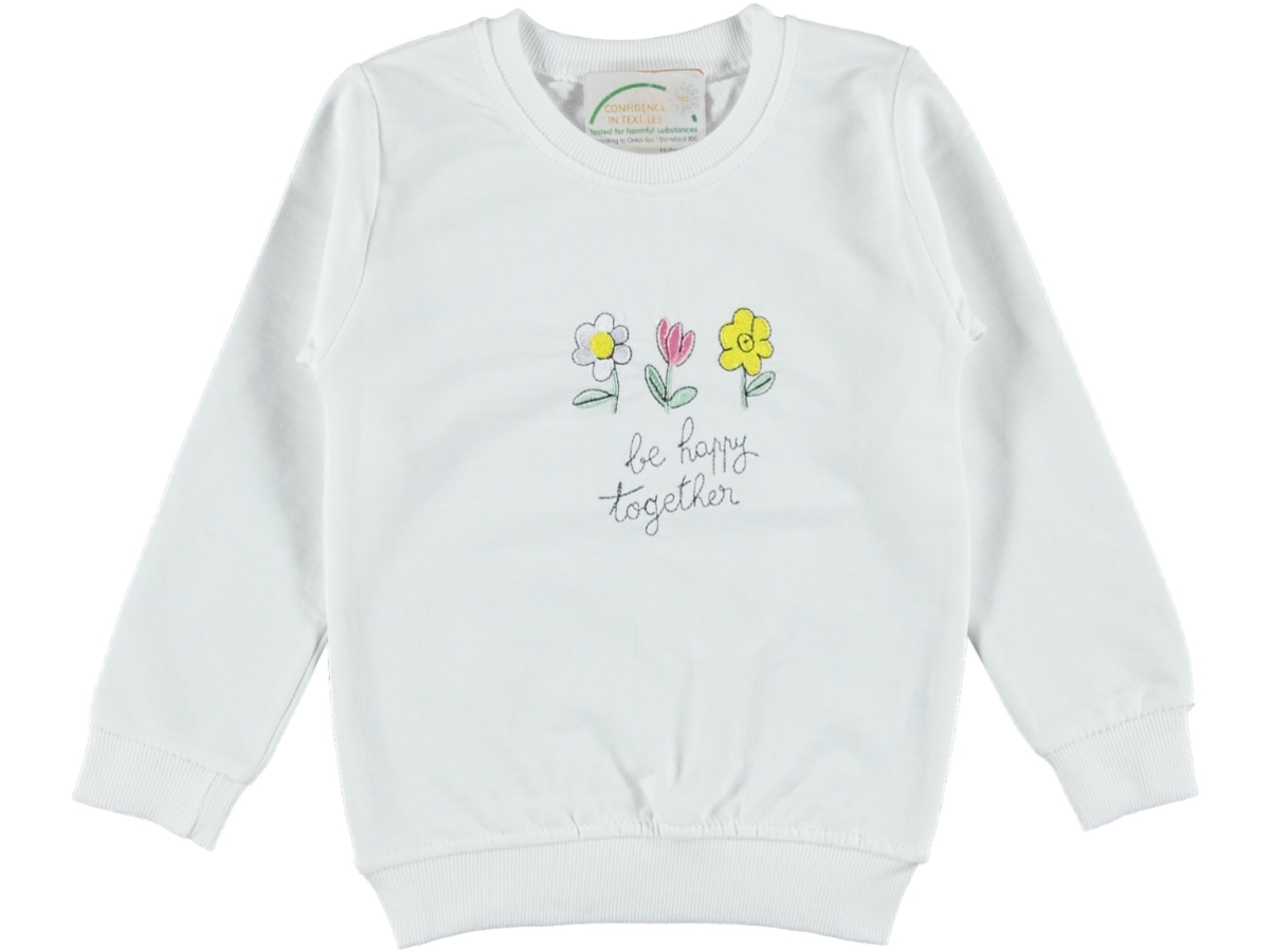 BE HAPPY ÇİÇEK NAKIŞLI KIZ SWEAT 3/7 YAŞ