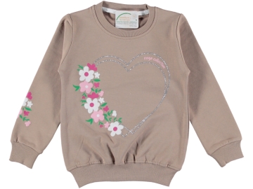 KALP ÇİÇEK BASKILI KIZ SWEAT 3/6 YAŞ