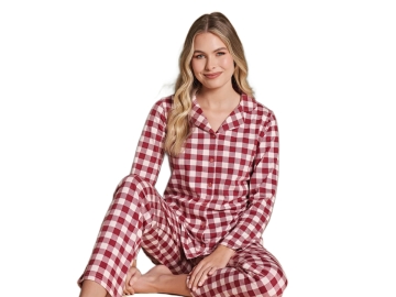 ÖNDEN DÜĞMELİ UZUNKOL BAYAN PİJAMA TAKIM S/XL