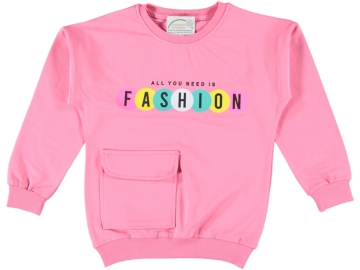 ÖN TEK CEPLİ FASHİON BASKILI KIZ SWEAT 9/12 YAŞ
