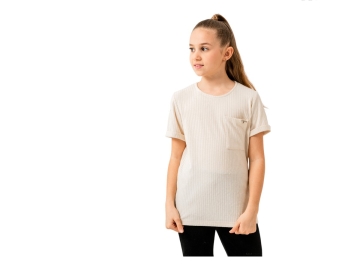 11/14YAŞ KIZ CEPLİ KOLLAR DUBLE S.YAKA TSHIRT