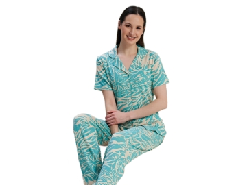 VİSKON ÖNDEN DÜĞMELİ BAYAN PİJAMA TAKIM S/XL