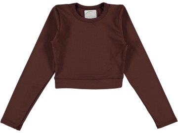 SIFIR YAKA UZUN KOL ŞARDONLU BAYAN CROP  S/XXL