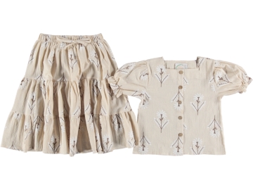 ÇİÇEK BASKILI ŞİLE BEZİ KUMAŞ KIZ TAKIM 10/13 YAŞ