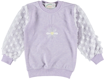 KOL DANTELLİ PAPATYA NAKIŞLI KIZ SWEAT 5/8 YAŞ
