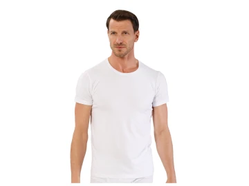 2XL BEYAZ ERKEK MODAL KAPALI YAKA YARIM KOL TSHIRT