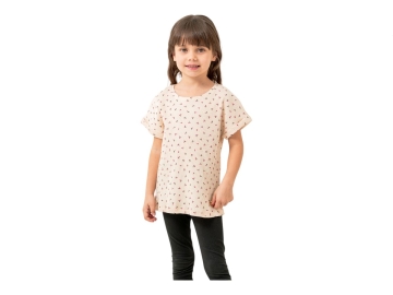 3/6YAŞ KIZ ÇİLEY BASKILI DUBLE KOL S.YAKA TSHIRT