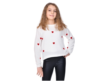 SÜZÜNE KALP NAKIŞLI KIZ SWEAT 13/16 YAŞ