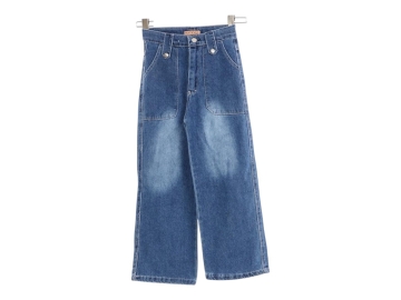 Boru Paça Çıtçıtlı Kız Kot Pantolon  6Y,7Y,8Y,9Y,10Y Kız