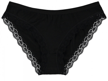BIKINI BAMBU KUMAS PACA DANTEL LASTIK KİLOT SİYAH