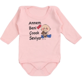 ANNEM BENİ SEVİYO BASKILI UZUN KOL ÇITÇTILI BADİ 9/18 AY