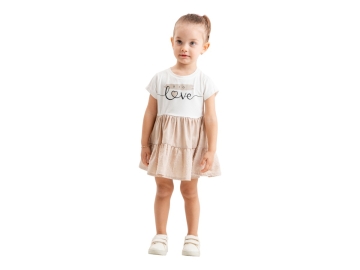 LOVE  KALP BASKILI KIZ ELBİSE 1/4 YAŞ