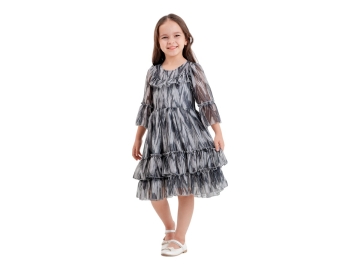 DESENLİ ŞİFON KIZ ELBİSE 6/9 YAŞ