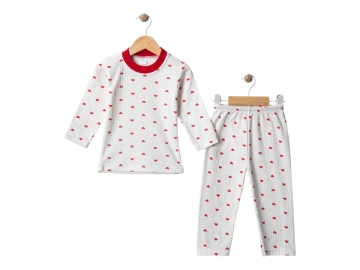 Raporlu Kalp Desenli Pijama 12 Ay,2Y,3Y Kız