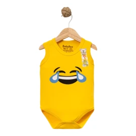 AĞLAYAN EMOJİ BASKILI ASKILI BADİ  3 Ay,6 Ay,9 Ay,12 Ay,18 Ay Uni