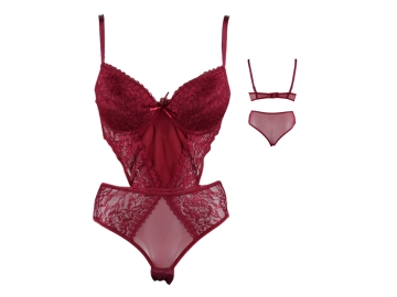 B CUP DESTEKSİZ DANTELLİ BODYSUIT SÜTYEN TAKIM 75/90