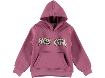 BABY GİRL BASKILI KAPÜŞONLU ÜÇ İP KIZ SWEAT 3/6 YAŞ