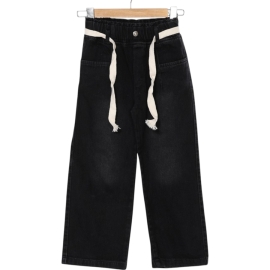 BEL FIRFIRLI BORU PAÇA KIZ KOT PANTOLON  5/8 YAŞ
