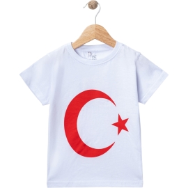 BEYAZ BAYRAK BASKILI KISA KOL TİŞÖRT 13/16 YAŞ