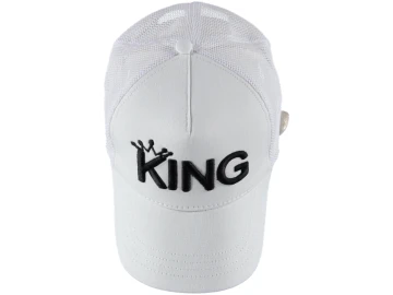 BEYAZ KİNG NAKIŞLI PAMUKLU FİLELİ ŞAPKA