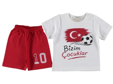 BİZİM ÇOCUKLAR TOP BAYRAK BASKILI KISAKOL SÜPREM TAKIM 9/18 AY
