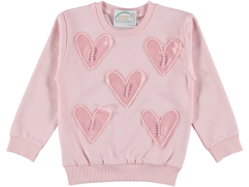 ÇOCUK KALPLİ TÜL NAKIŞ KIZ SWEAT 9/12 YAŞ