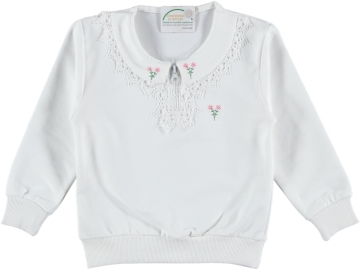 ÇOCUK YAKA DANTEL FERMUARLI KIZ SWEAT 5/8 YAŞ