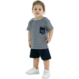 ERK ÇİZGİLİ CEPLİ TAKIM 1/4  12 Ay,2Y,3Y,4Y Erkek