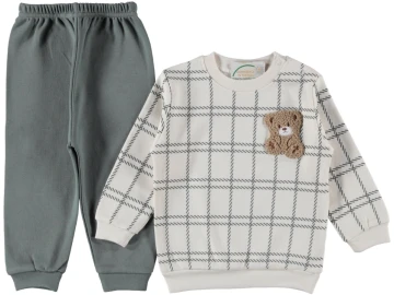ERKEK BEBEK EKOSE SÜZÜNE BEAR NAKIŞLI ASKIDA TAKIM 9/18 AY