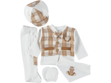 TAÇ AYICIK NAKIŞLI PAPYONLU 5 Lİ ZIBIN SET 1/3 AY